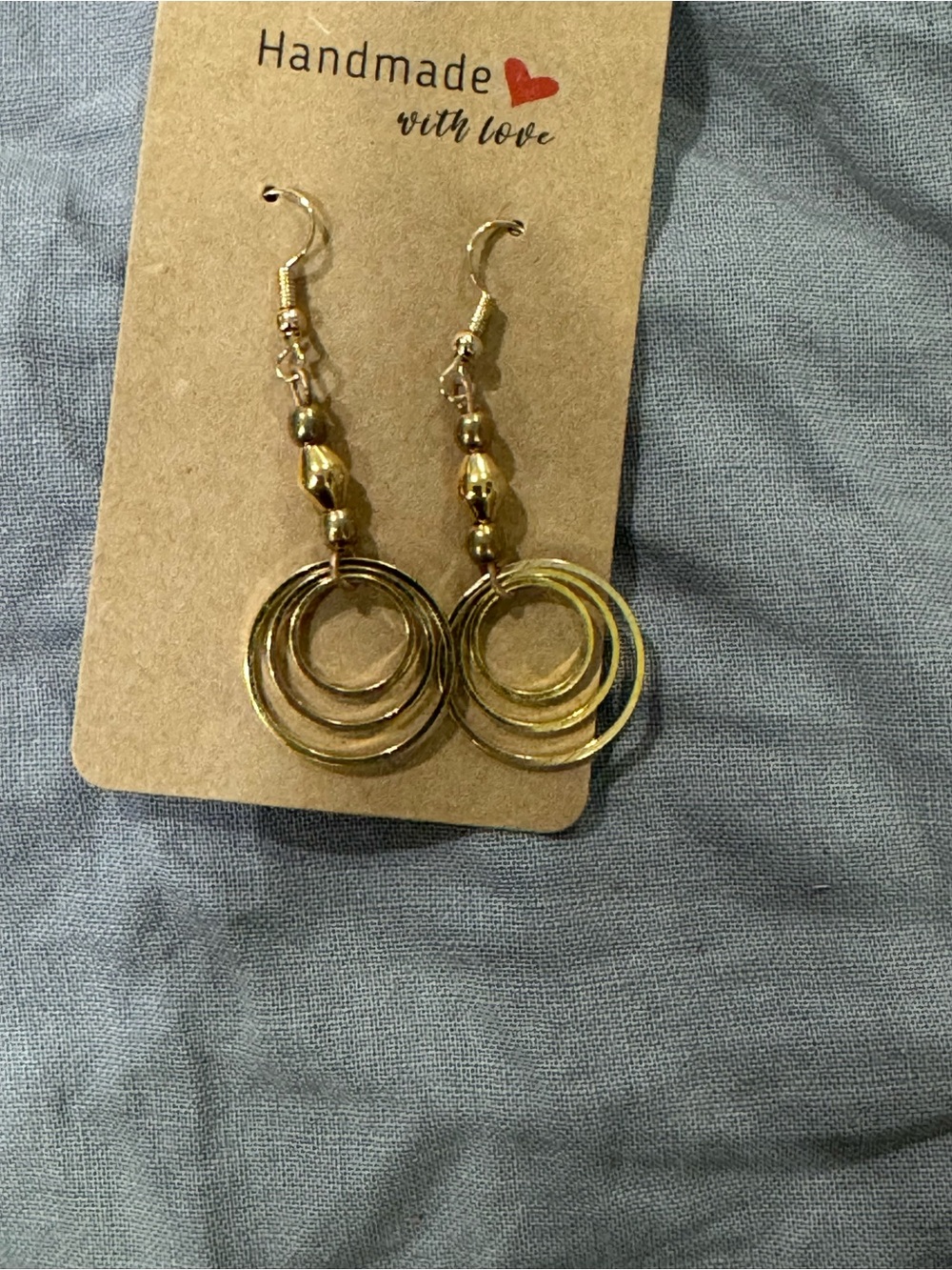 Handmade Gold-Tone Layered Hoop Drop Earrings